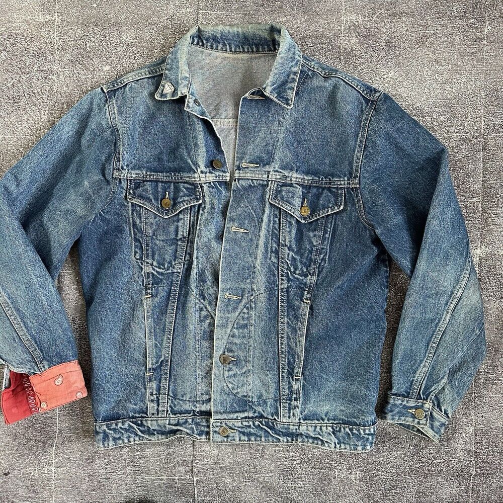 Men's Vintage 90s LAC Pink Floyd The Who Patchwork Custom Denim Jean Jacket Sz L